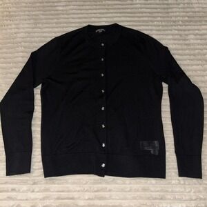 Brooks Brothers 346 Sweater Button Front Black Cardigan Merino Wool Womens L